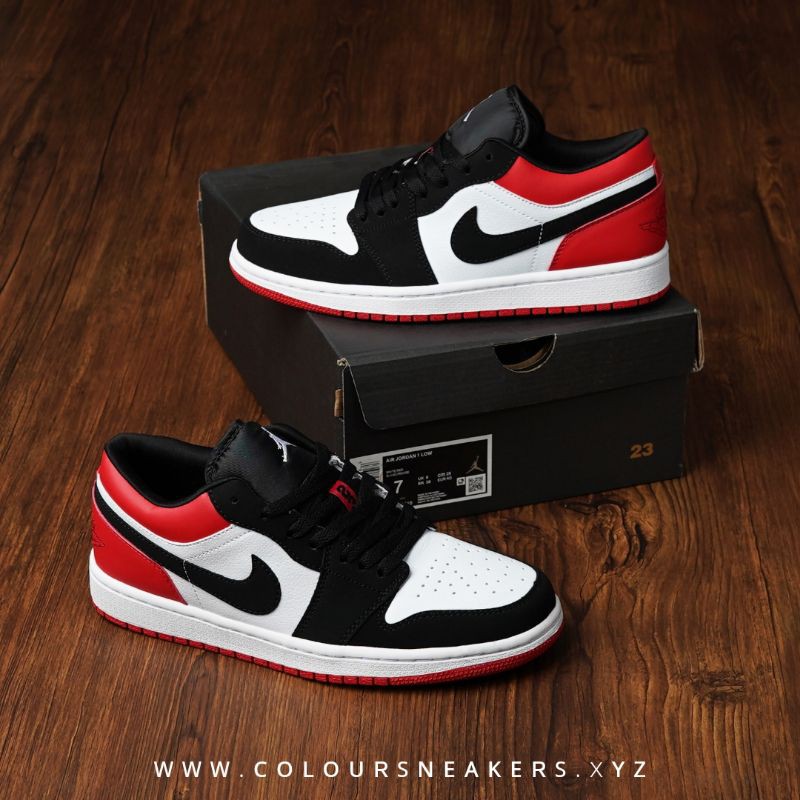 Jual Sepatu Sneakers Nikee Air Jordan 1 Low Black Toe Shopee Indonesia 7556