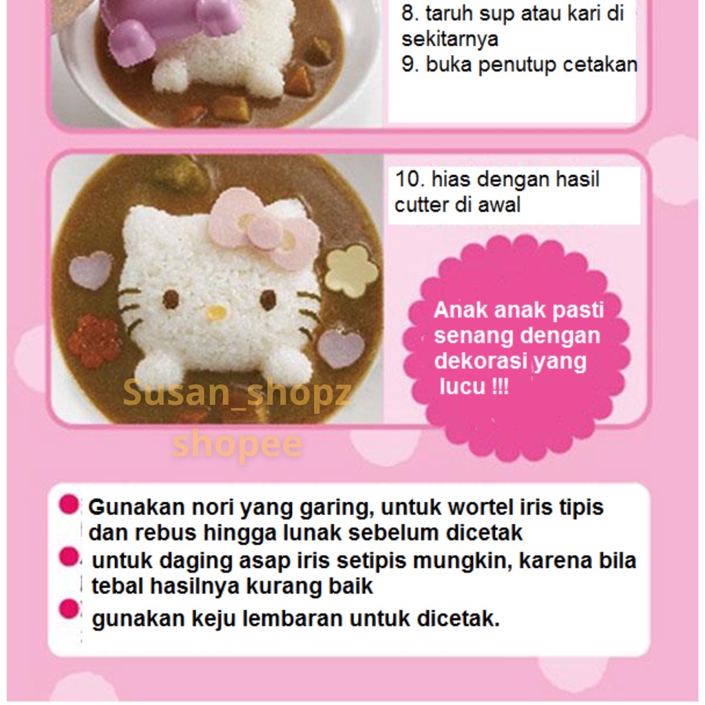 Jual Rice Mold Hello kitty 1 Set dengan Alat Cetak | Shopee Indonesia