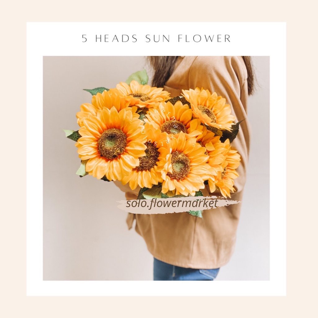 Jual 5 HEADS SUN FLOWER BUSH BUNGA MATAHARI SUNFLOWERS artificial bunga ...
