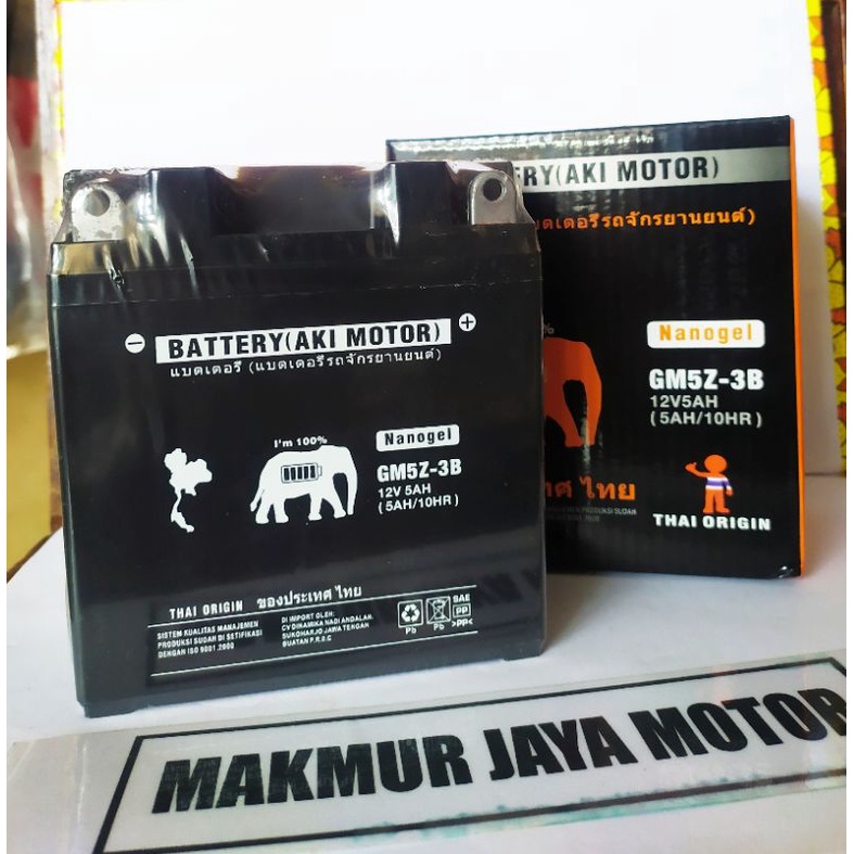 Jual AKI GM5Z-3B THAILAND AKI KERING AKI GEL AKI MOTOR AKI SUPRA LAMA