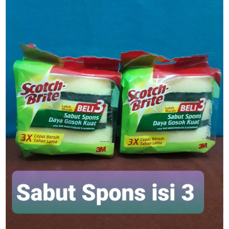 Jual Sabut Spons Hijau Scotch Brite Isi 3 Pad ( ID-30P3- Harga Per Pcs ...