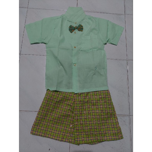 Jual Seragam SD/TK hijau polos kotak kotak | Shopee Indonesia