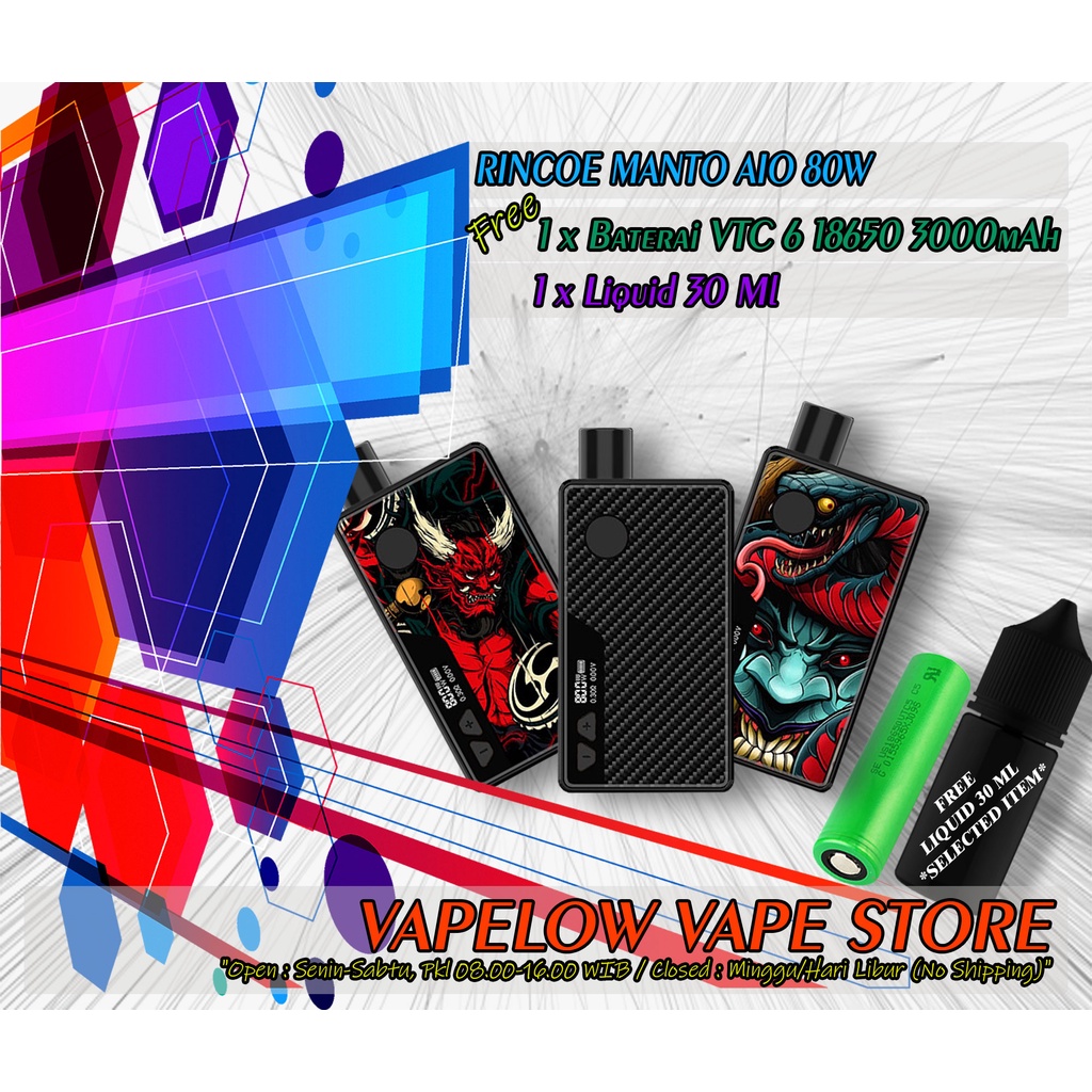 Jual Manto AIO 80W Original Bonus Baterai VTC6 3000mAH + Liquids 30ML ...