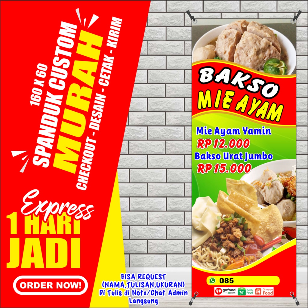 Jual Spanduk Banner Backdrop Bakso Mie Ayam Cetak Spanduk Bakso Mie