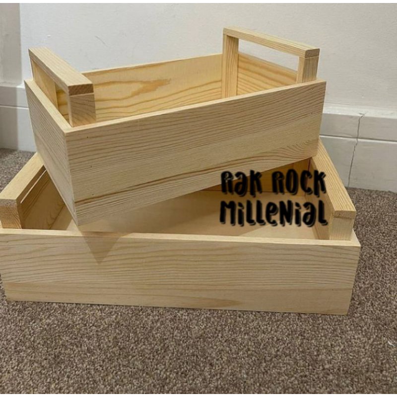 Jual Wooden Storage Nampan Kayu Box Kayu Serbaguna Baki Nampan Tray ...