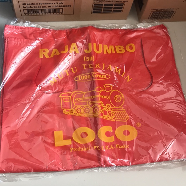 Jual Kantong Plastik Kresek Loco Jumbo Merah Tebal Uk 50x75 1kg Shopee Indonesia 5869