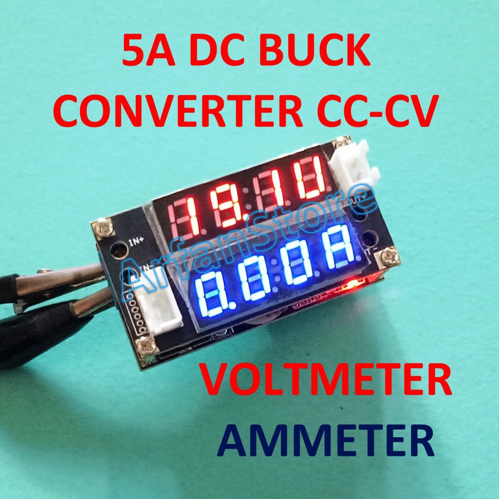 Jual Buck Converter DC 5A Step Down CC CV With Voltmeter Ammeter Red