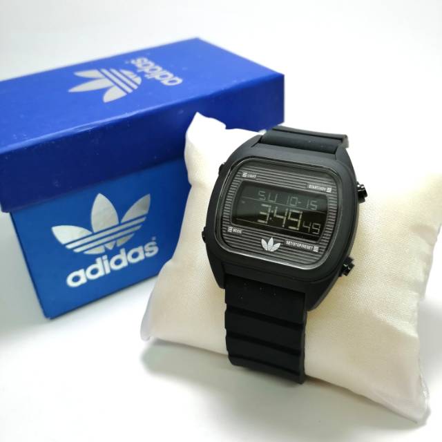 Jual Jam Tangan Adidas Digital Karet Hitam Sporty Anti Air murah