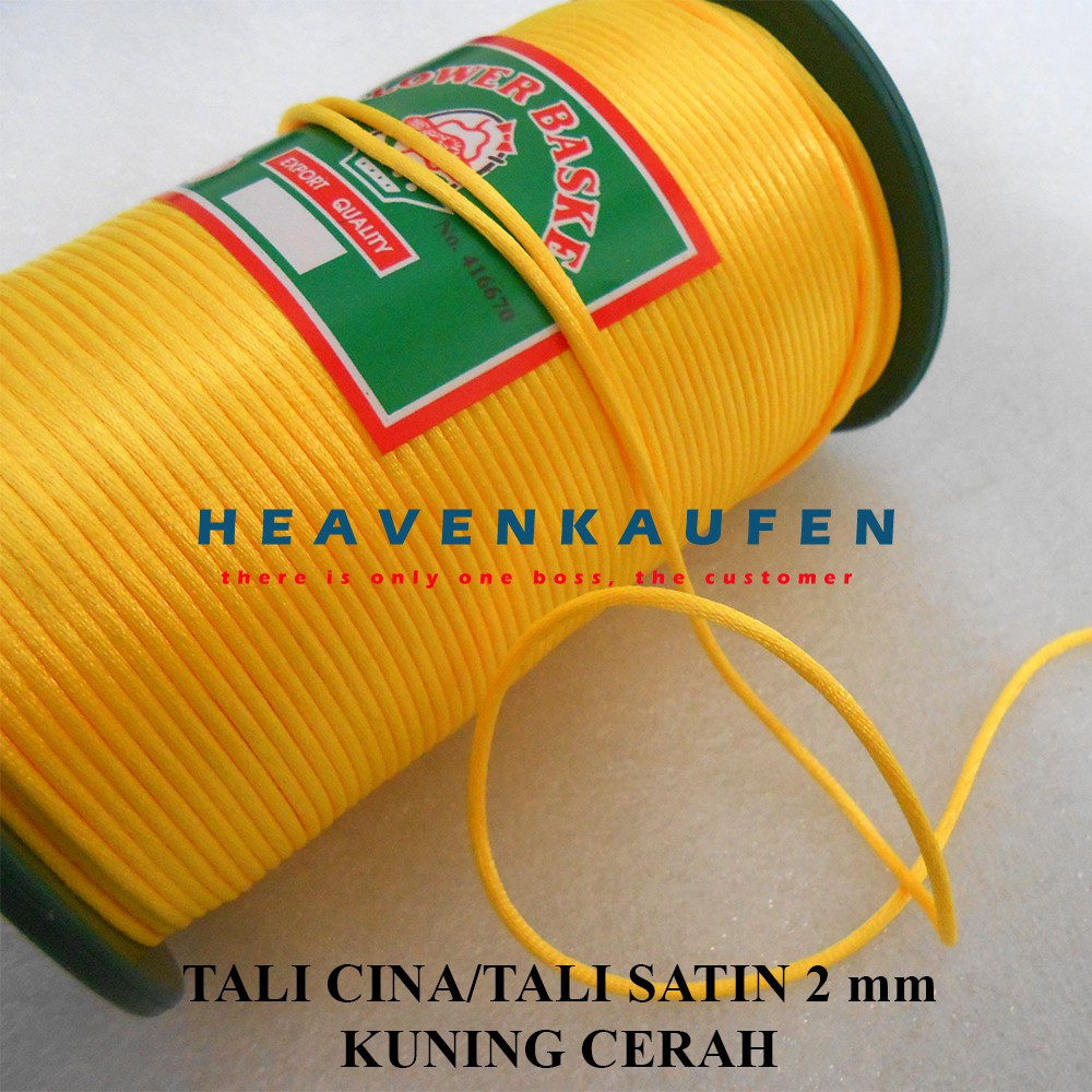 Jual Tali Cina / Tali Satin Cina Kuning Cerah Diameter 2 mm Meteran ...