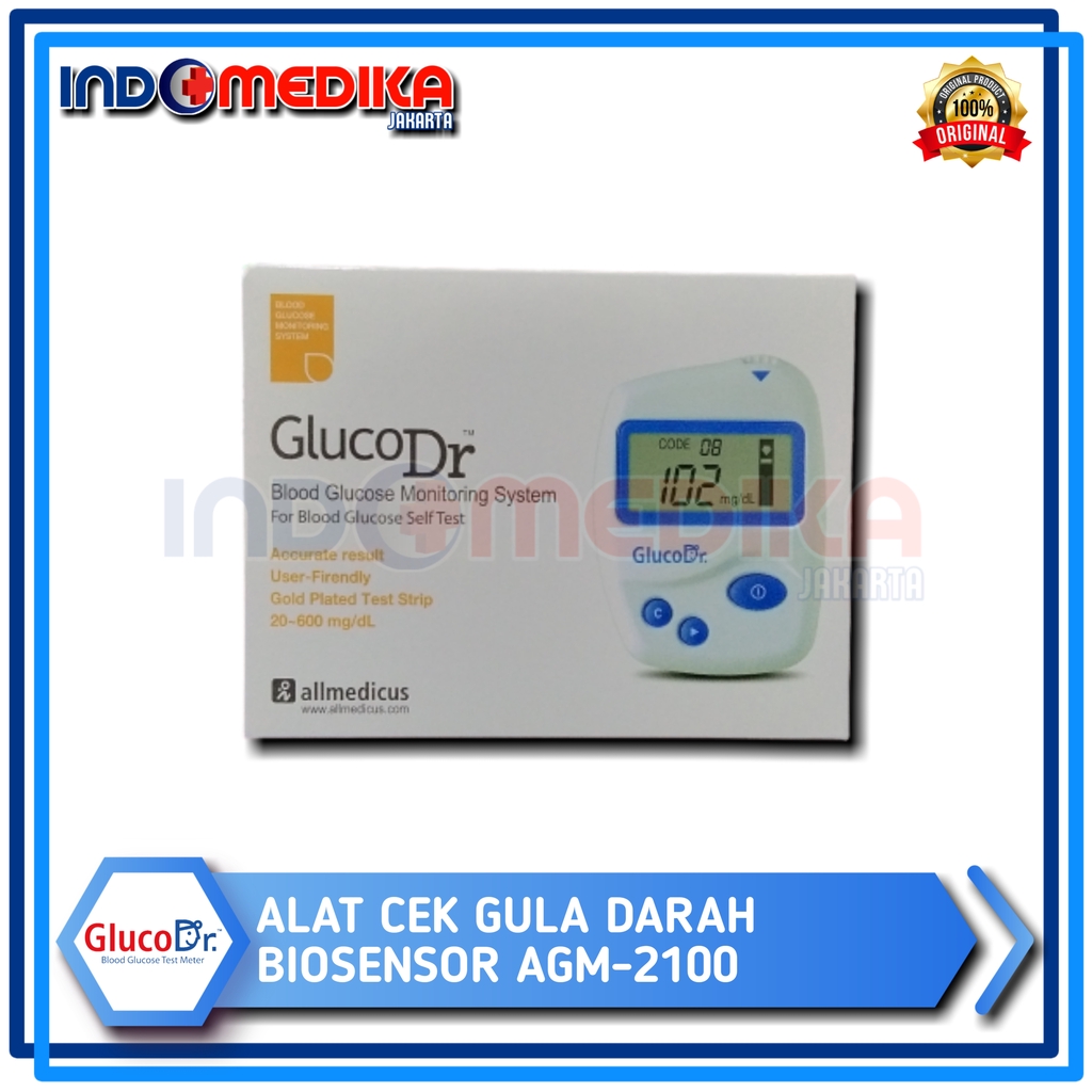 Jual Alat Cek Gula Darah Gluco Dr AGM 2100 Biosensor + Strip | Shopee ...