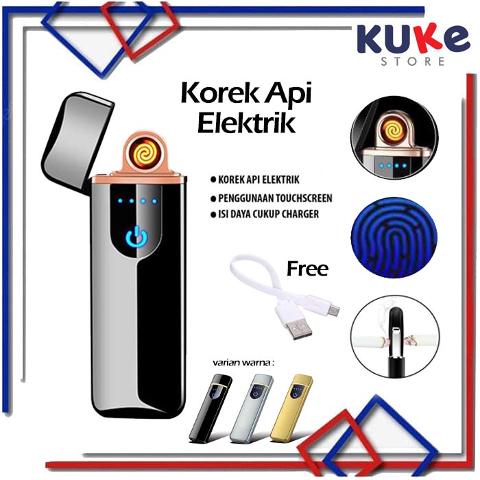 Jual KUKE Korek Api Elektrik USB Fingerprint Touch Sensor LED Screen ...