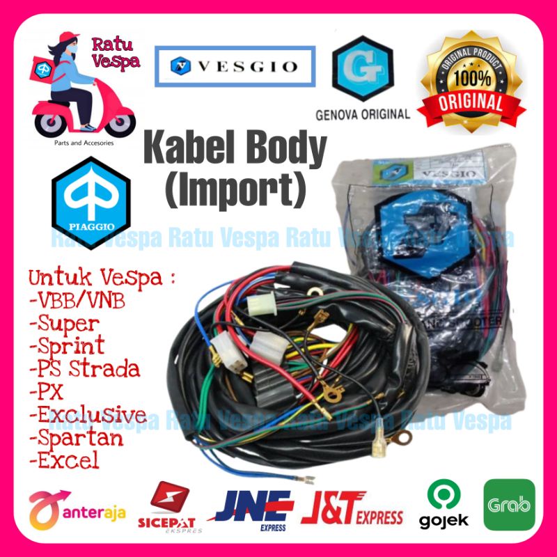 Jual Kabel Body Vespa Super Sprint Pxexclusive Excel Import Vesgio Dan Genova Shopee