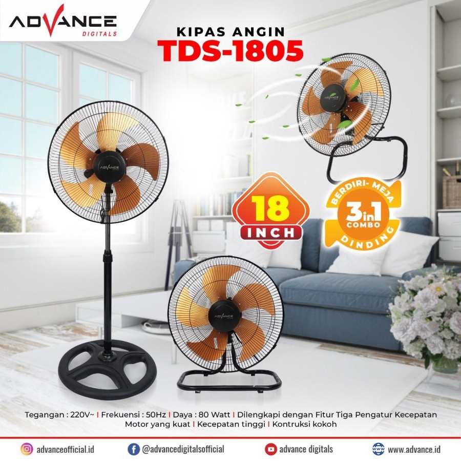 Jual Advance TDS-1805 Multifunction Fan 3in1 18 inch Cyclone - Tornado ...