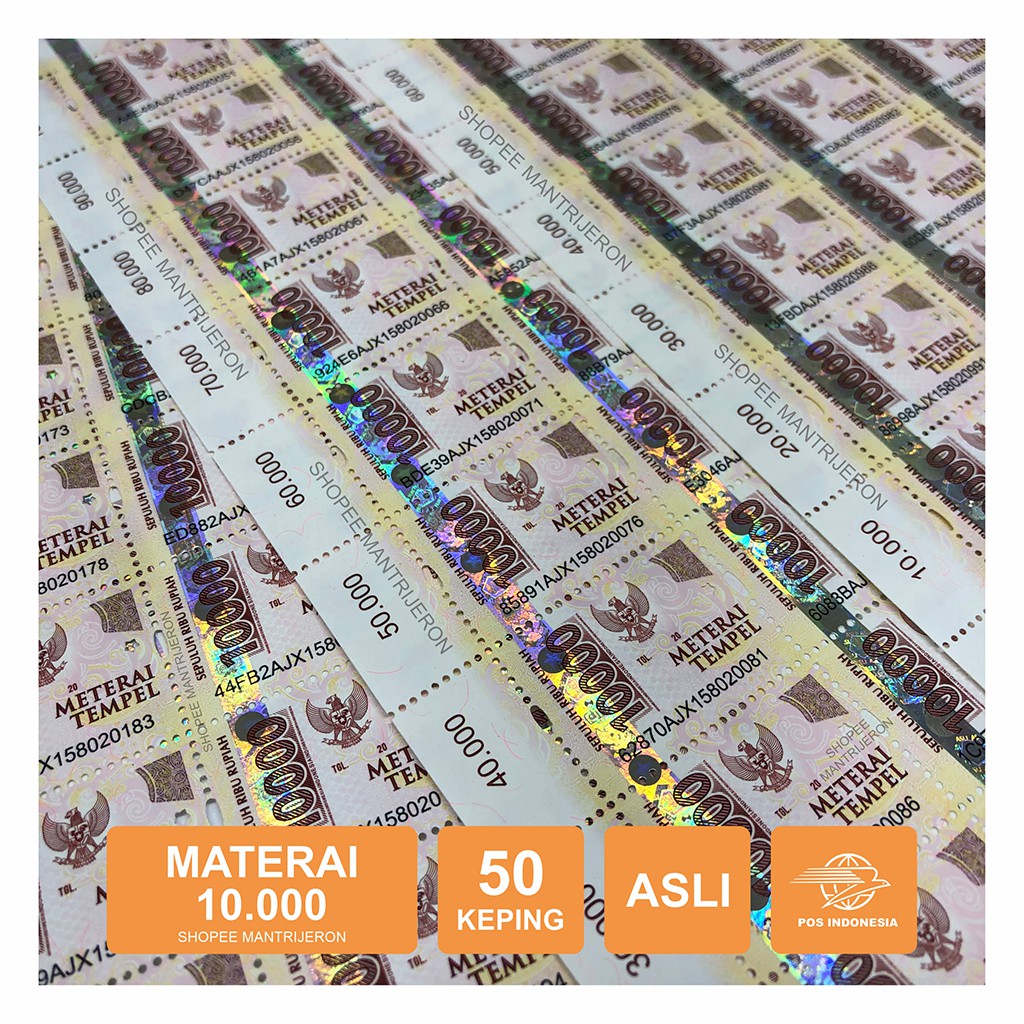 Jual Materai 10000 Meterai Tempel 10.000 Sepuluh Ribu Rupiah Asli ...