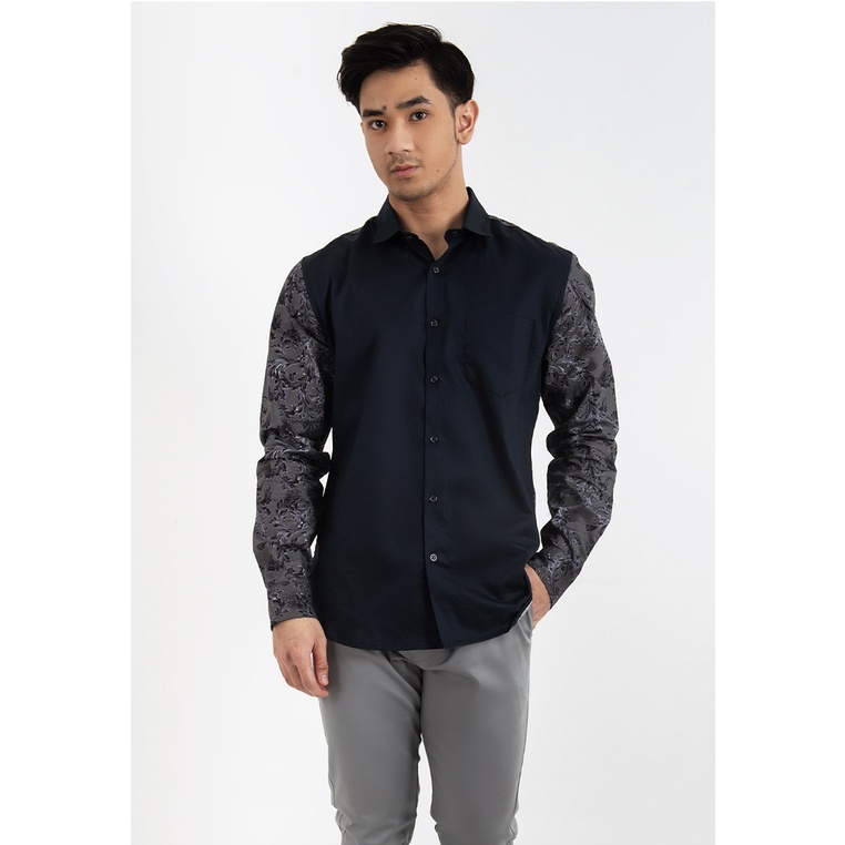 Kemeja Lengan Panjang Emric Navy