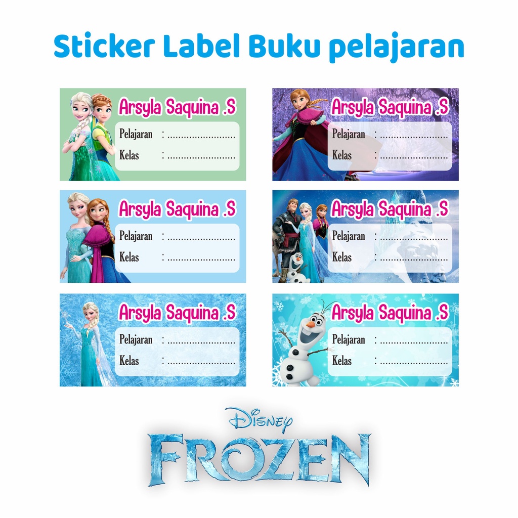 Jual STIKER LABEL NAMA / LABEL BUKU / FROZEN | Shopee Indonesia