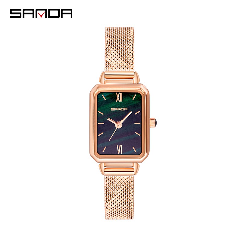 Jual SANDA P1049 Jam Tangan Wanita Analog Persegi Kecil Tali Stainless ...