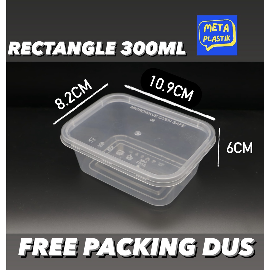 Jual 25 Pcs Thinwall 300 Ml Kotak Makan Plastik Rect Food Container Kotak Makan Retangle 4458