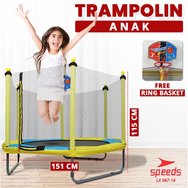 Jual SPEEDS Trampolin Anak 60inch 151cm Trampoline Mainan Lompat ...