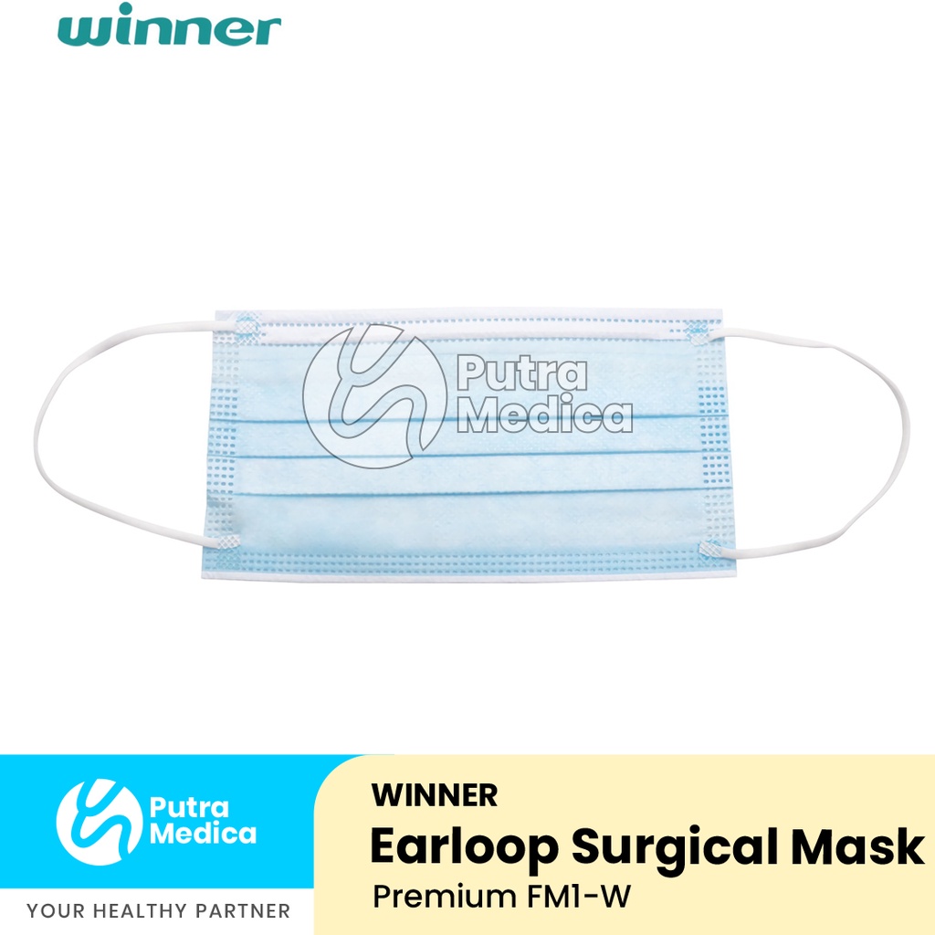 Jual Winner Medical Premium Surgical Face Mask Earloop 3 Ply [Blue] 1