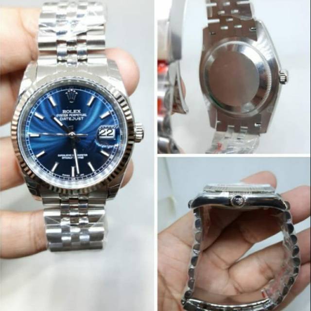 Jual Jam Pria Rolex Oyster Datejust Automatic Swiss Clone Mm Silver Shopee Indonesia