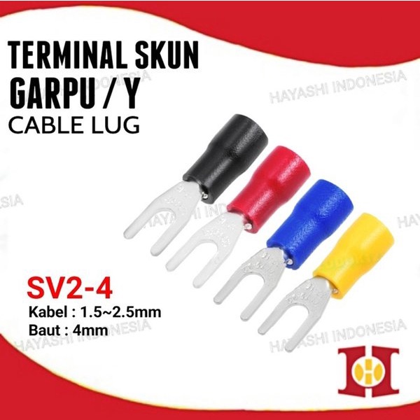 Jual Kabel Skun Y Fork Isolasi SV2 4 Cable Lug Terminal Sekun 100pc