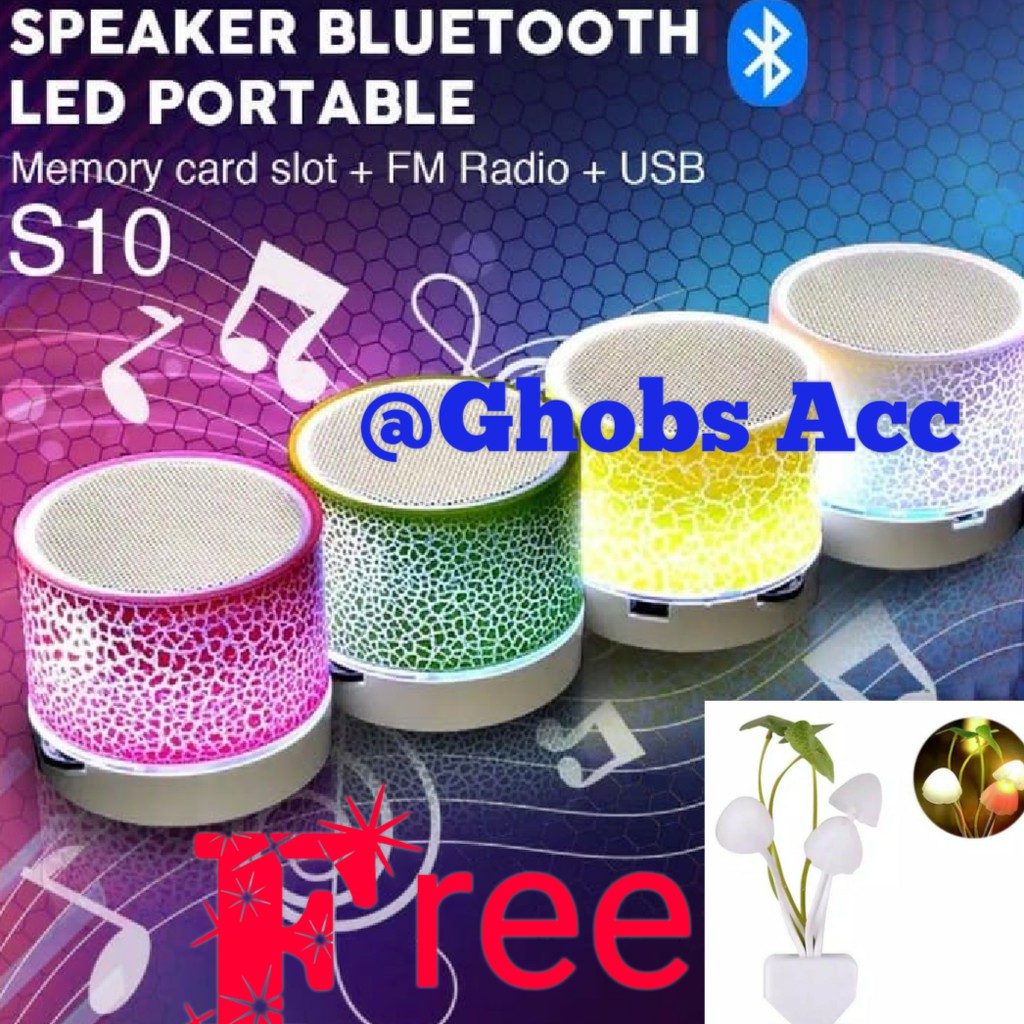 Jual Speaker BLuetooth Mini S10 Retak LED Wireless Speaker | Shopee ...