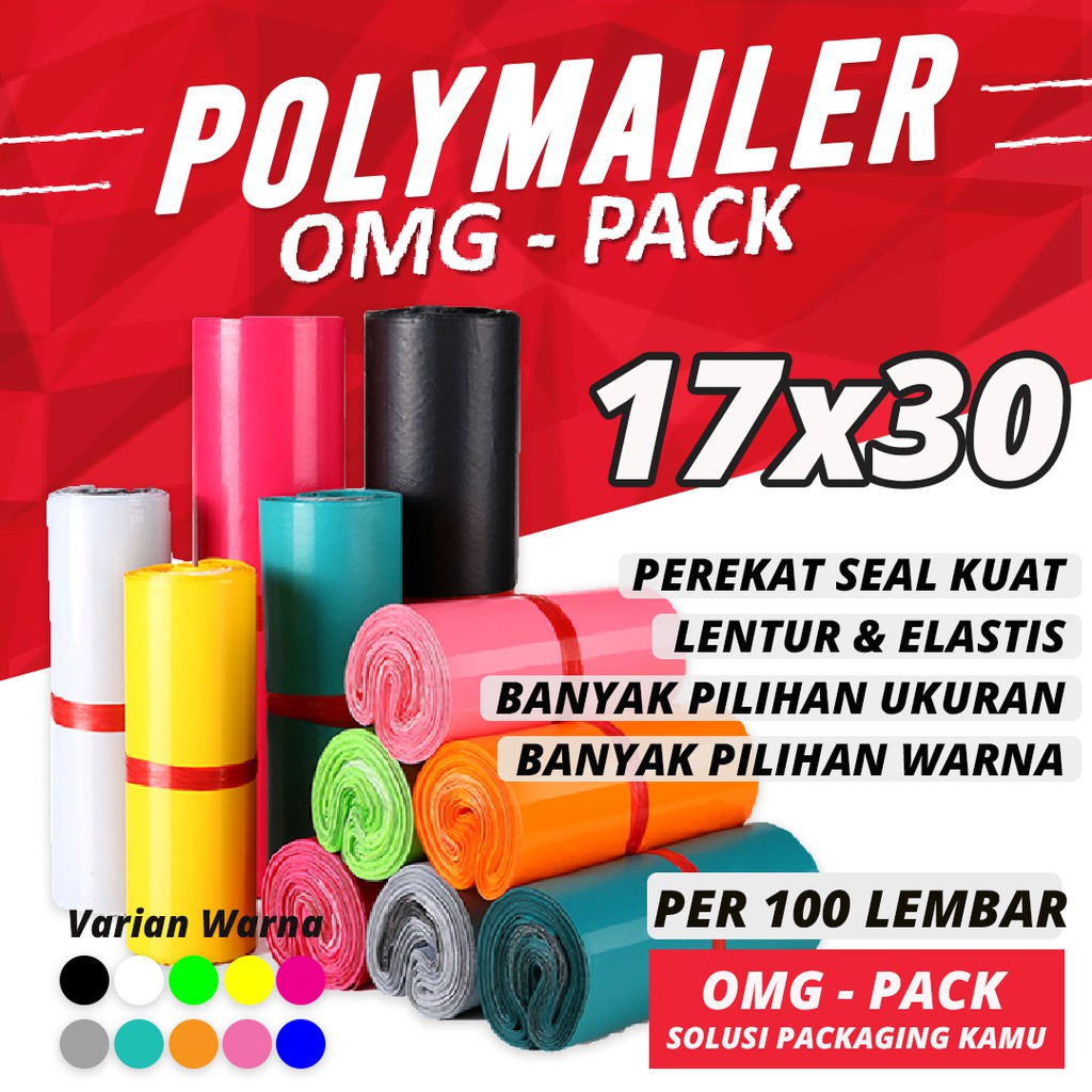 PLASTIK POLYMAILER 17x30 Kantong Tebal Premium Online Shop Packing Baju 100 Pcs Hitam Warna TERMURAH
