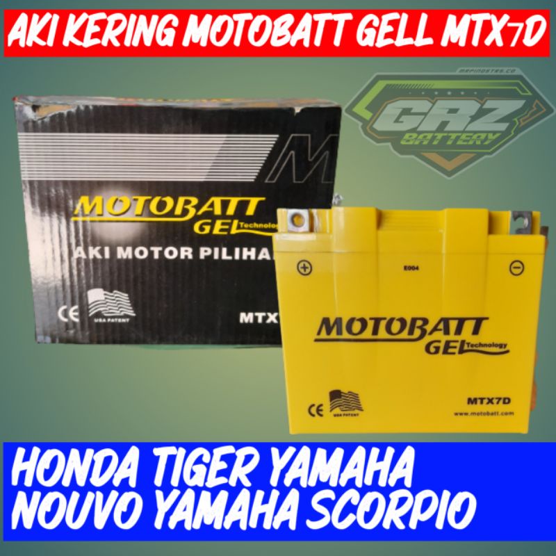 Jual Aki motor Tiger Nouvo scorpio Motobatt gell mtx7D | Shopee Indonesia