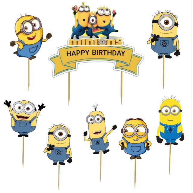 Jual Topper Cakecupcake Tambah Nama Hiasan Kue Ulang Tahun Motif Minion Shopee Indonesia 