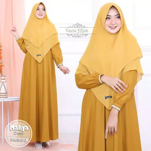 Jual Fania Hijab Mahya Dress Gamis terbaru dress menyusui dress casual motif polos griya mey