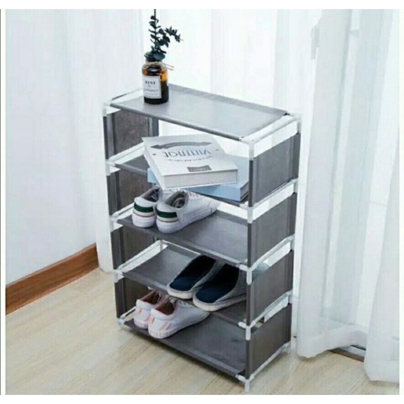 Jual Rak sepatu portable 5 tingkat rangka besi kokoh | Shopee Indonesia