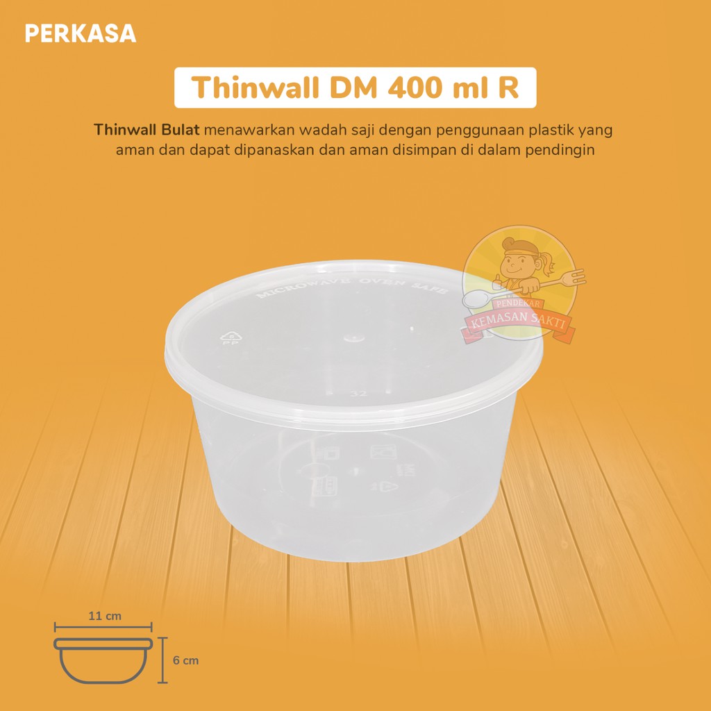 Jual Thinwall Bulat 400ml Mangkok Plastik Food Container Mangkuk