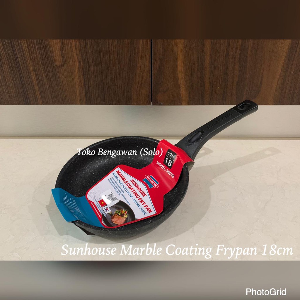Jual Sunhouse Marble Frying Pan Anti Lengket Hitam 18cm SBD18 | Shopee ...