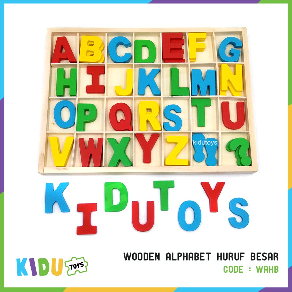 Jual Mainan Montessori Anak Alphabet Kayu Huruf Besar / Wooden Alphabet ...