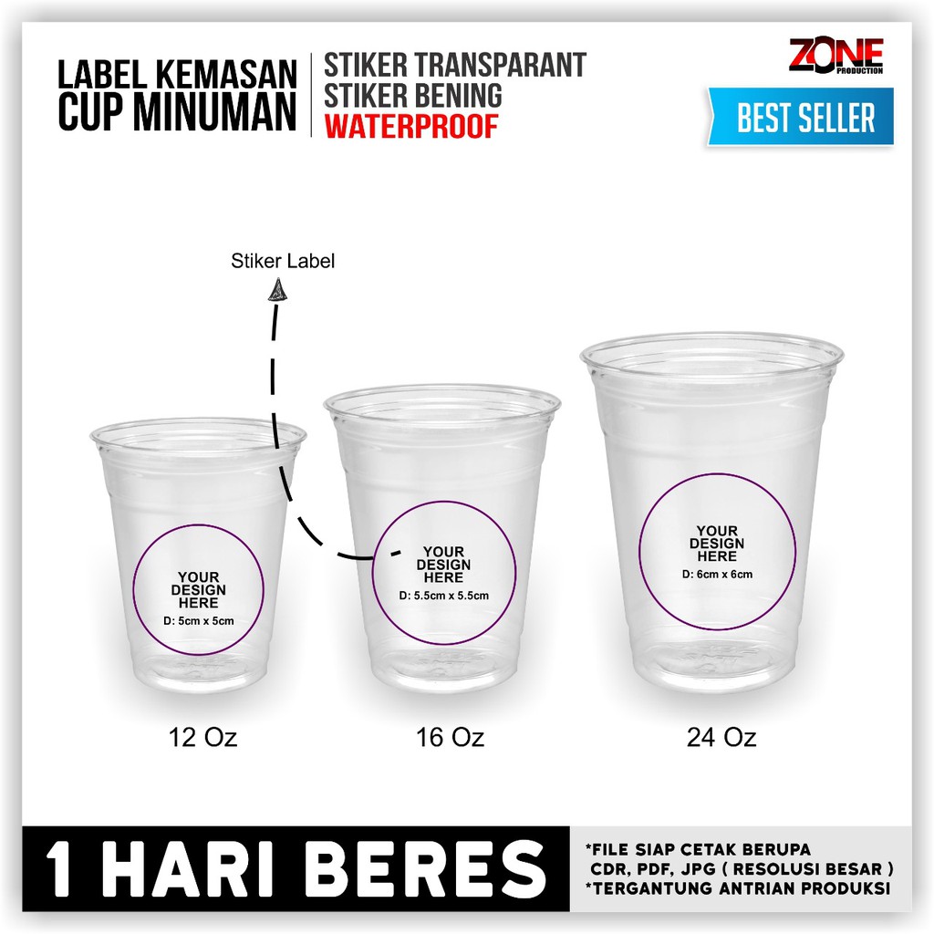 Jual Stiker Label Minuman Cup Sticker Bening Transparant Waterroof Shopee Indonesia 5988