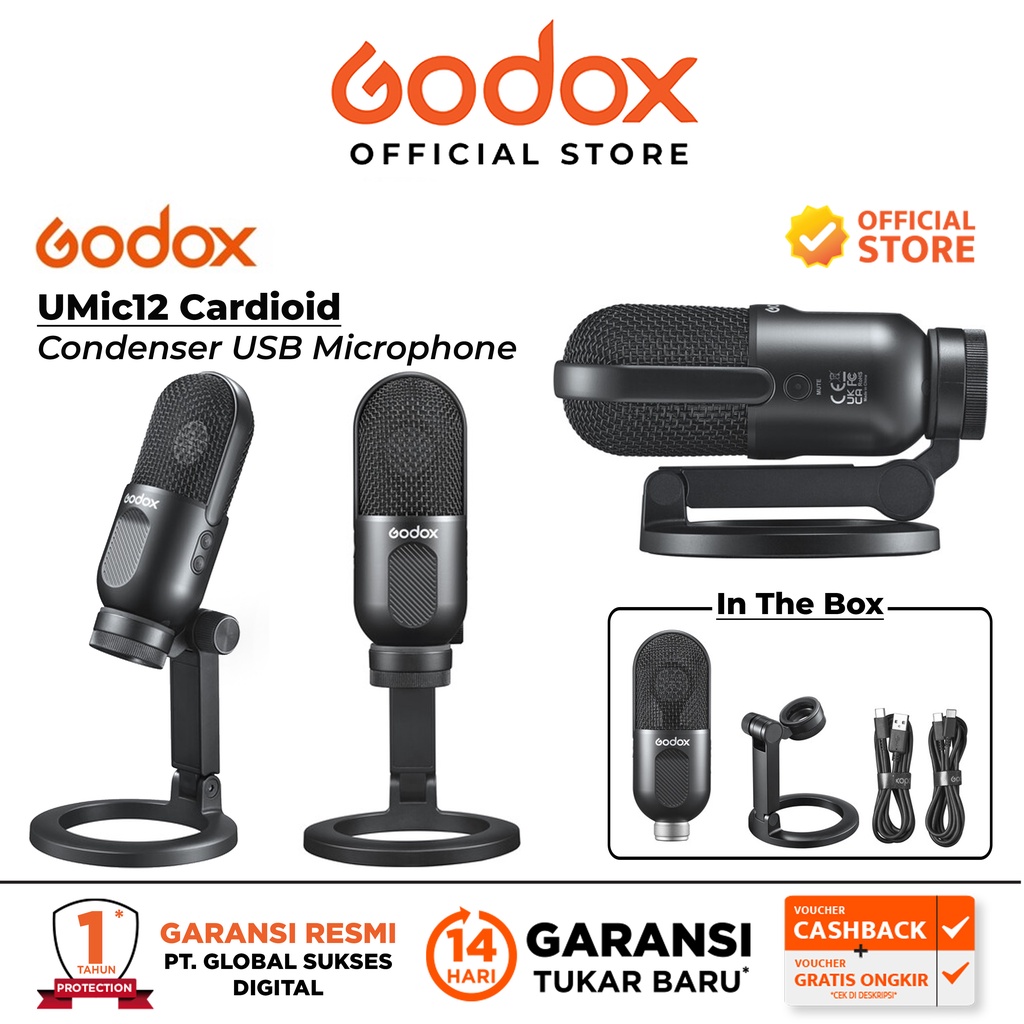 Jual Godox Umic12 Cardioid Condenser Usb Microphone (Desk Stand