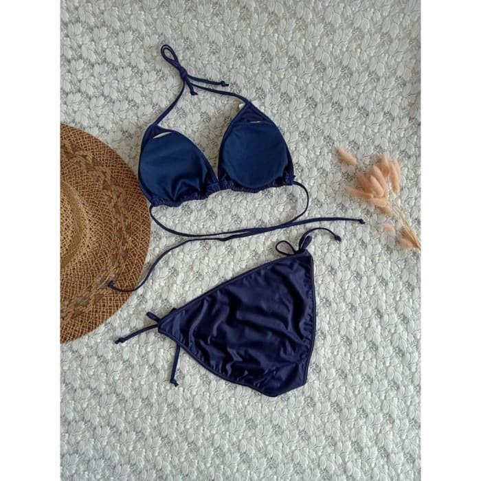 Jual BIKINI- BIKINI PANTAI 01 - BIKINI SEGITIGA GLOSY NAVY -BIKINI ...