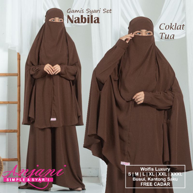 Jual Gamis Polos Nabila Set Syari Gamis Syari Set Khimar Plus Cadar Gamis Syari Polos Set Jilbab