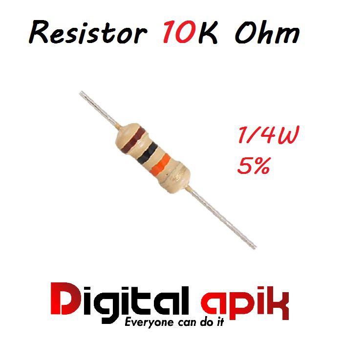 Jual Resistor 10K Ohm 10 K 1/4W Metal Film 1/4 W watt 10KOhm 5 10