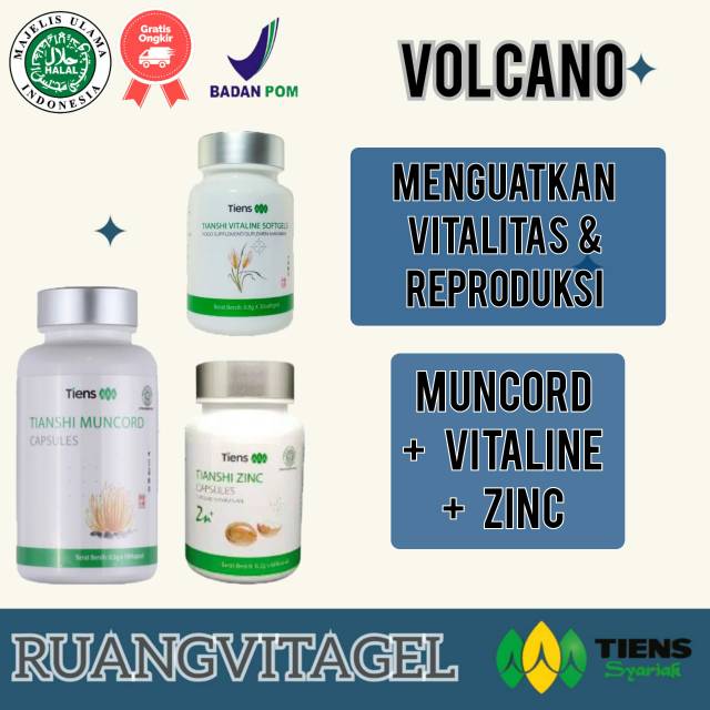 Jual Tiens Tianshi Paket Volcano Zinc Vitaline Muncord Cordyceps Stamina Pria Shopee 1761