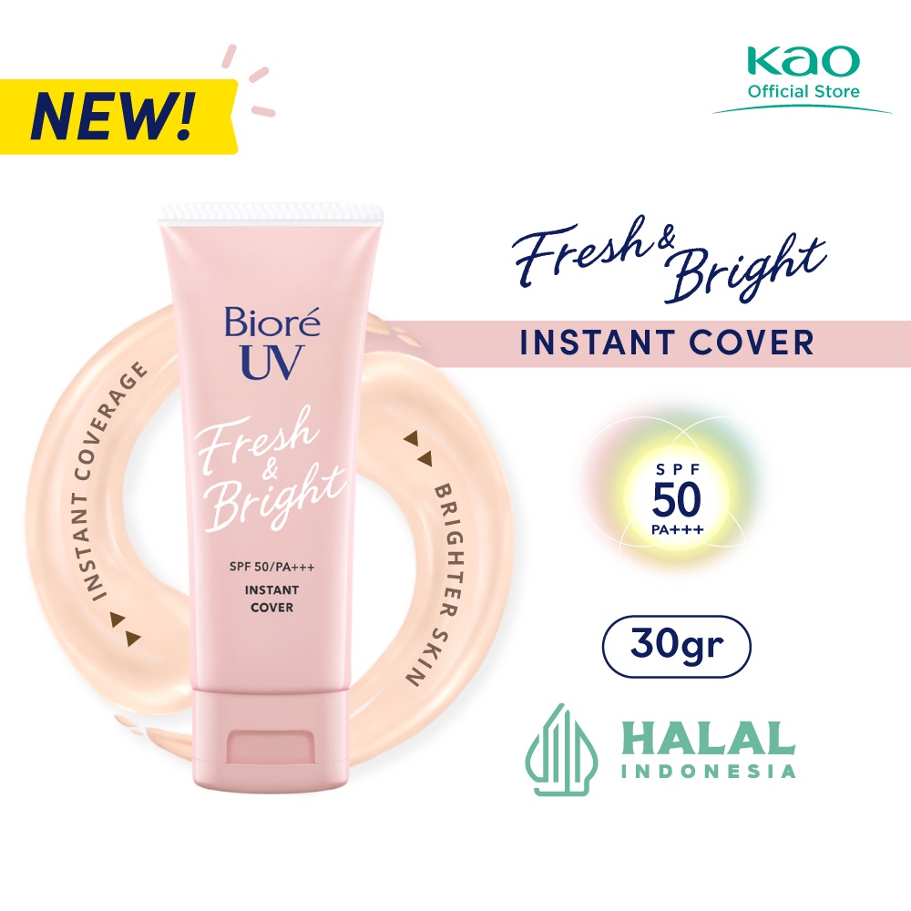 Jual Biore UV Fresh & Bright Instant Cover Sunscreen SPF 50+ PA