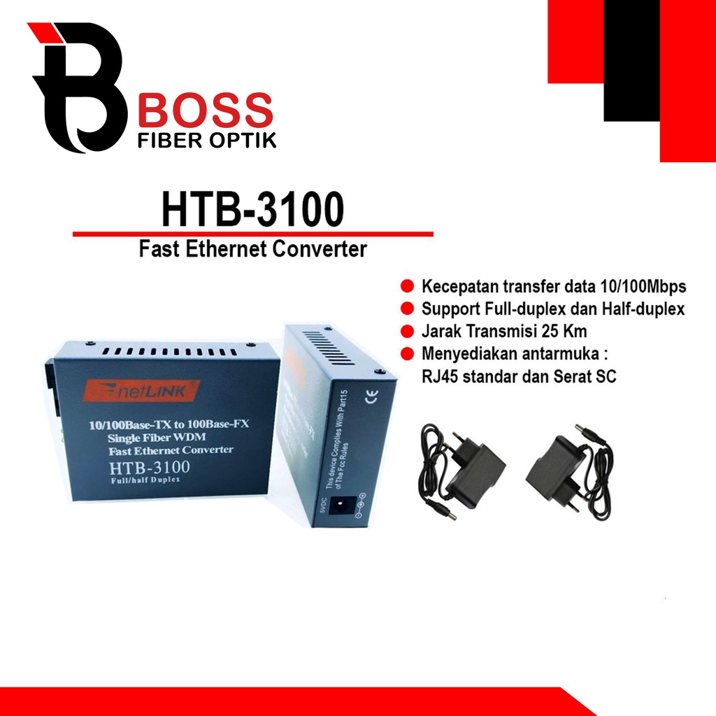 Jual HTB3100 A+B Fiber Optic Optical Media Converter HTB-3100 Netlink ...