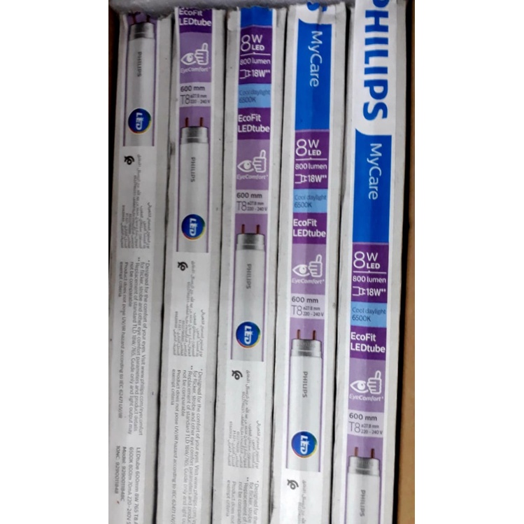 Jual Lampu Philips TL Led Tube T8 Ecofit 8 Watt 600mm / 16 Watt 1200mm ...