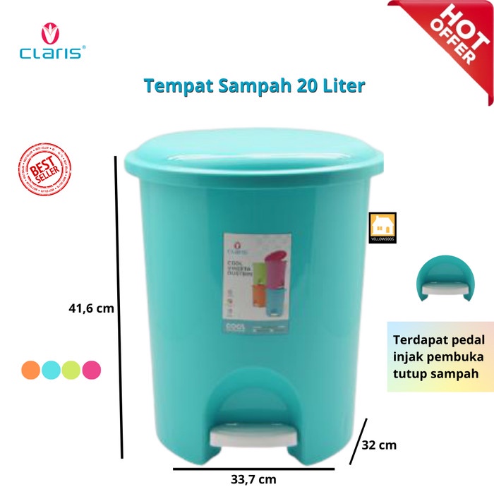 Jual Tempat Sampah Injak Claris Vineeta 1167 Step On Dustbin 20 Liter