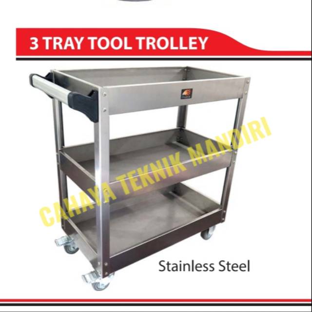 Jual Rak perkakas 3 susun stainlees with roda Firebird tool troli ...