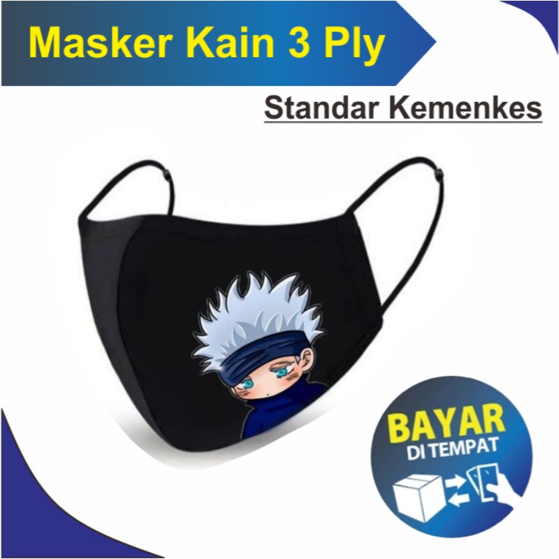 Jual Masker Kain Ply Mask Jujutsu Kaisen Masker Anime Gojo Satoru