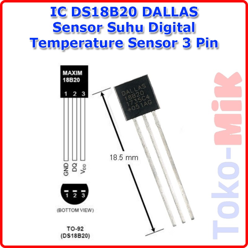 Jual IC DALLAS DS18B20 Sensor Suhu Temperatur Digital Temperature 1 ...