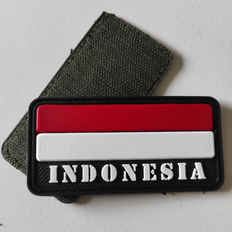 Jual Patch Rubber Logo Bendera Merah Putih Besar 10x5 Tulisan Indonesia Putihtempelan Emblem