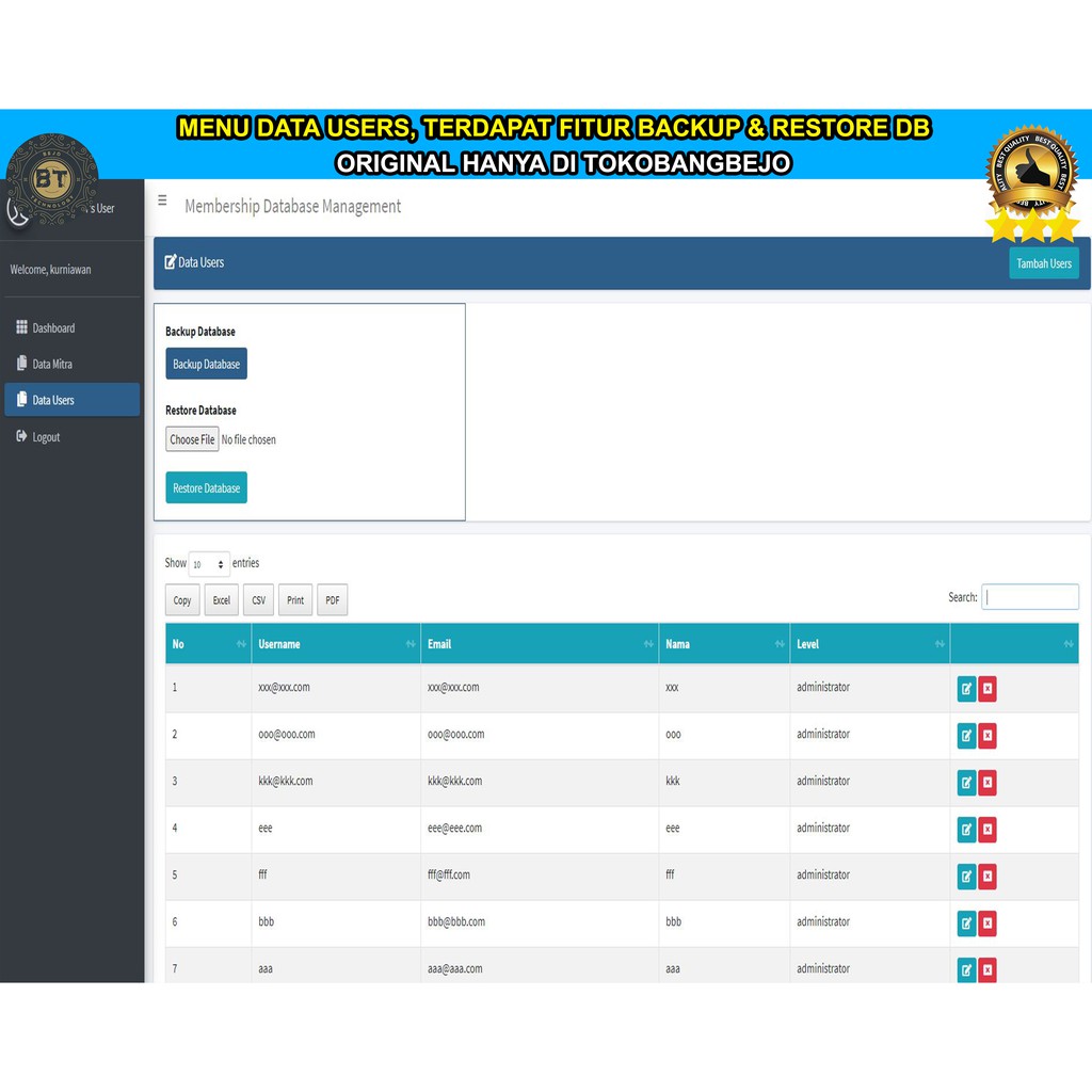 Jual APLIKASI WEB SOURCE CODE MLM MEMBERSHIP DATABASE MANAGEMENT SISTEM ...